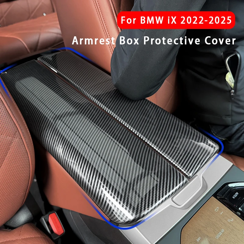 

Для BMW iX 2022-2025 подлокотник центральной консоли, защитный чехол из углеродного волокна, текстура, чехол для подлокотника, аксессуары для интерьера