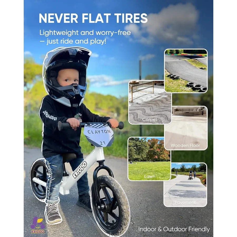 幼児用バランスバイク、2歳から5歳向け、12インチのプッシュバイク、カスタマイズプレート付き（ステッカー3セット付属）、ギフトバイク