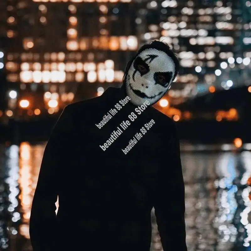 Maska LED na twarz do gotowania, Halloween, Boże Narodzenie, DIY, animacja, tekst, miłość, żart, koncert, robot, maska LED na twarz