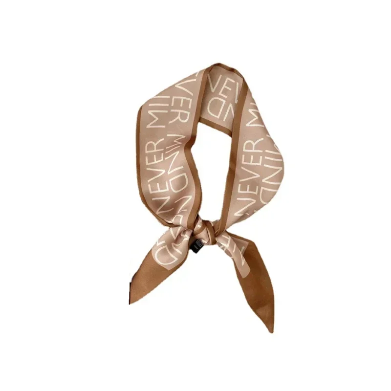 HighGrade Khaki Nude Color Series Silk Scarf HairBand Ribbon Tied-up Hair Long Bow Vintage Satin Ribbon Hair Accessories Scarves