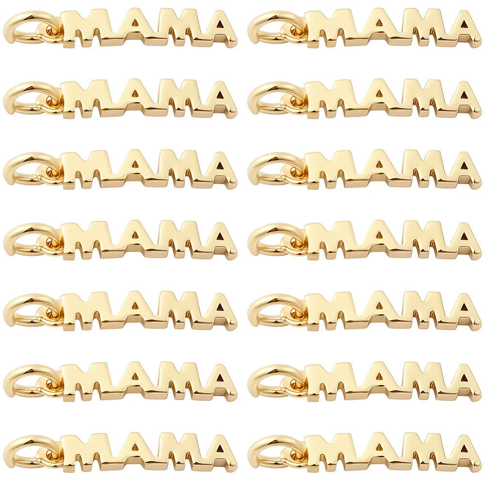 1 Caja de 15 Piezas de Dijes de Metal con la Palabra 'Mamá' Chapados en Oro de 18K, Dijes con Mensaje de Amor para Mamá, Letras para Hacer Joyería