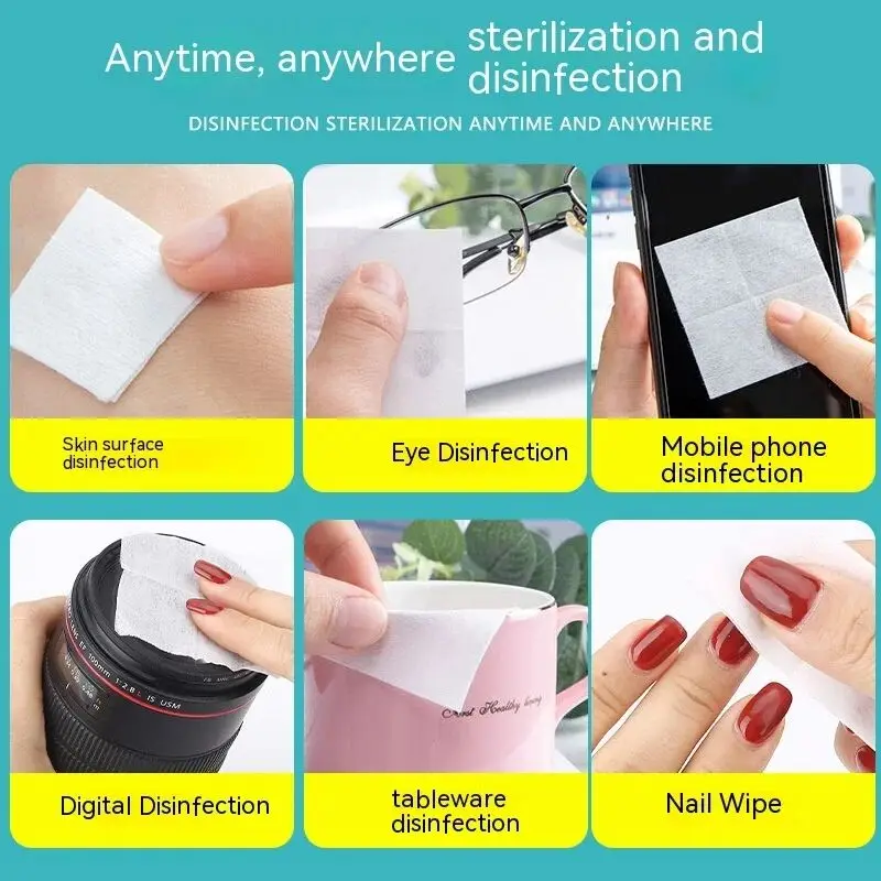 100/50pcs Disposable Alcohol Cotton Pads Disinfectant Wipe Alcohol Tablets Home Outdoor Cleaning Care Tools for Piercing Tattoo