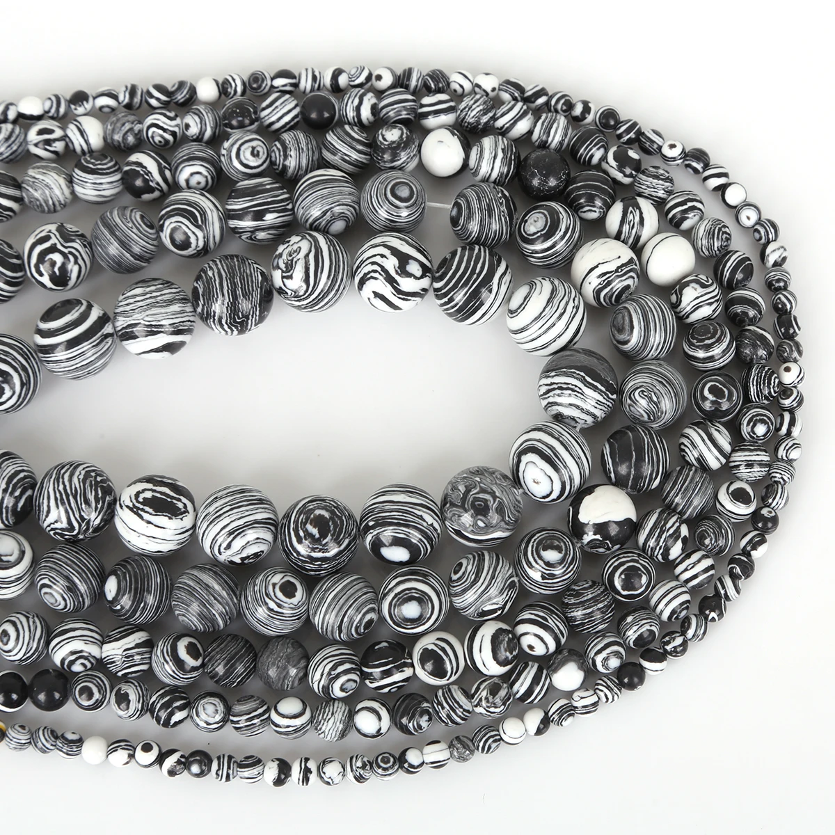 Neue 4mm Malachit Naturstein Armbänder, gestreifte runde lose Spacer-Perlen für die Schmuckherstellung, DIY Armband, Halskette – Detail 4