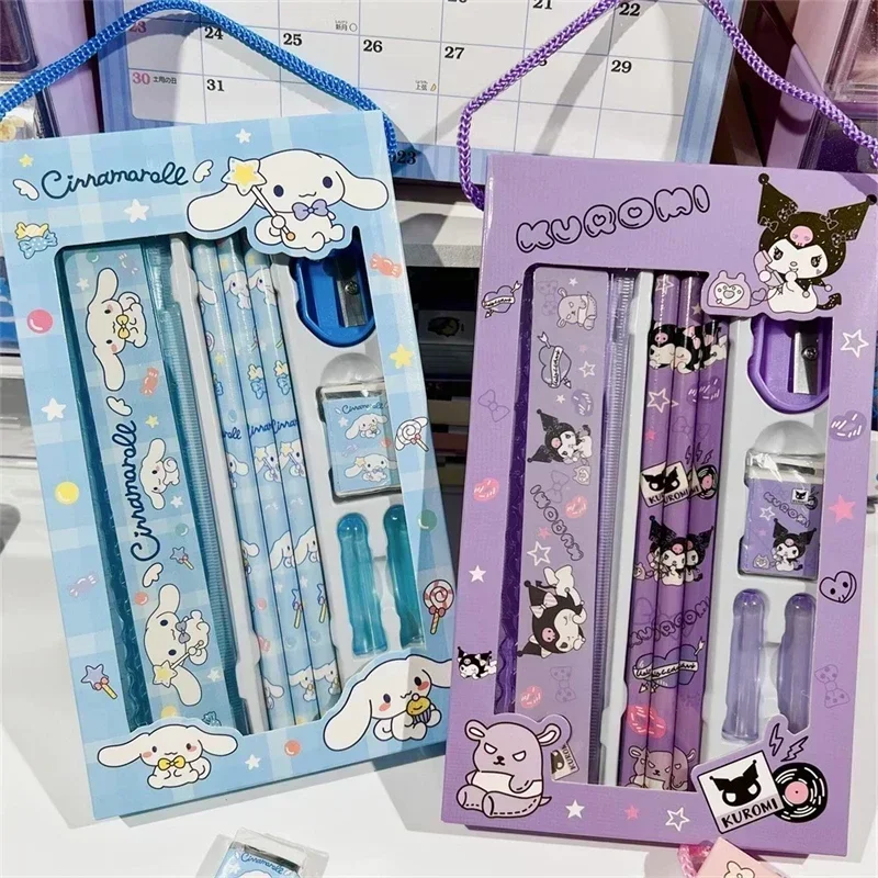 Cartoon HelloKittys Stationery Set Cute Cartoon Anime Kuromi Stationery Set Kawaii Children Learning Stationery Holiday Gifts