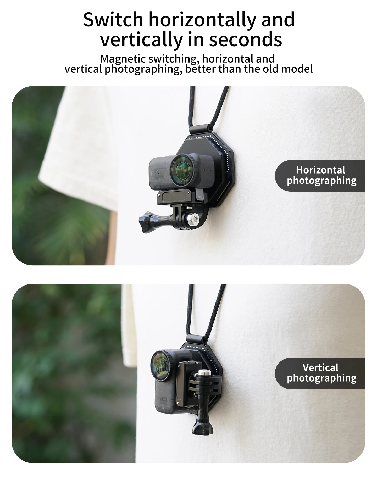 Action Kamera Magnetische Hals Brust Halterung Für GoPro Hero 13 12 11 Schwarz DJI Osmo 360 Action 6 Insta360 X5 Go Ultra Kamera Hängen – Detail 11