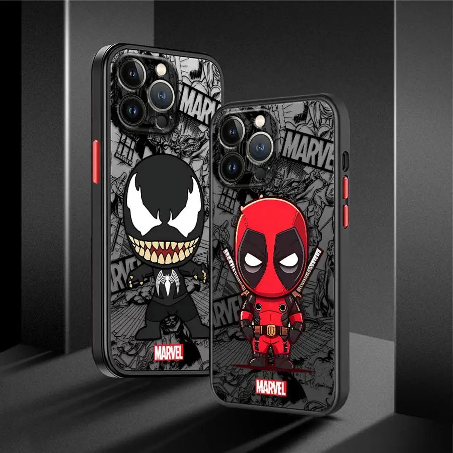 Marvel Deadpool Groot Cool Phone Case for iPhone 16 15 11 12 13 14 Pro Max 16 Plus 12 Mini 7 8 XS 15Pro Shockproof Matte Cover