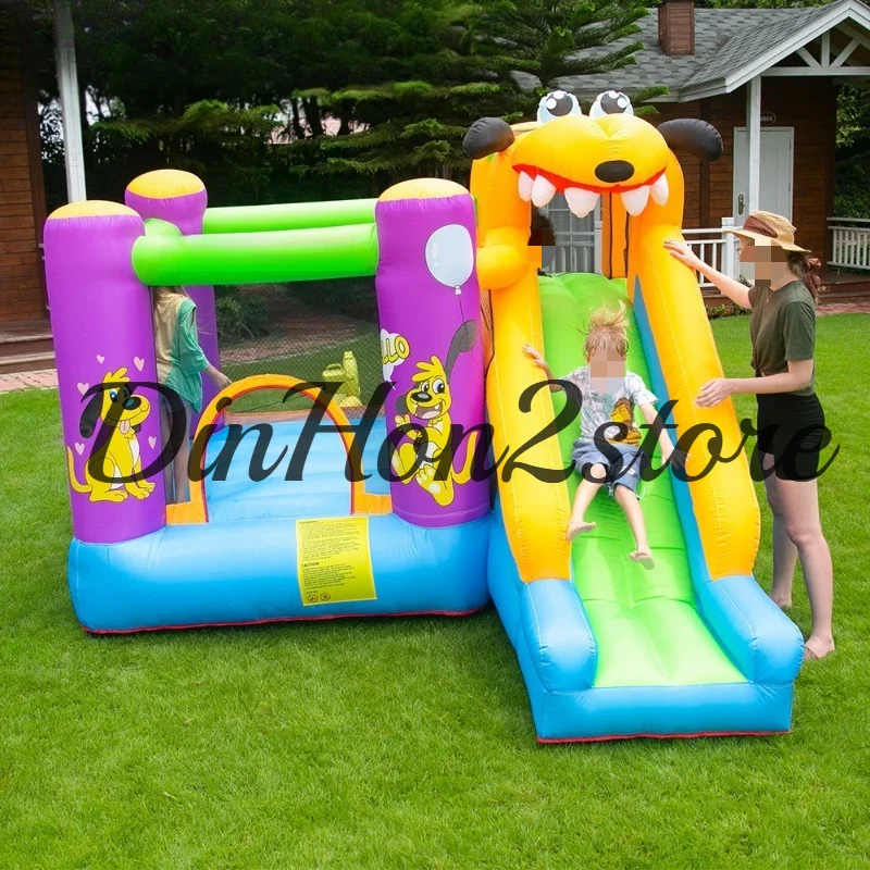 Oxford Cloth Inflatable Bounce House With Slide Backyard Kids Jumping Castle Toddler Birthday Party Play Toy With Blower