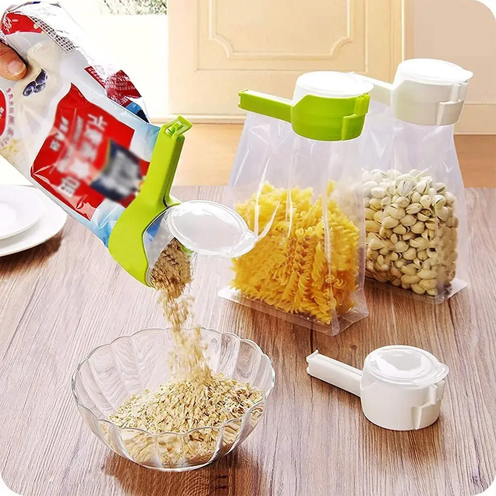 4PCS/Set Sealing Pour Bag Clips Clamp Plastic with Lid For Food Storage Large Discharge Sealer Clamp Bag Clip Kitchen Tools