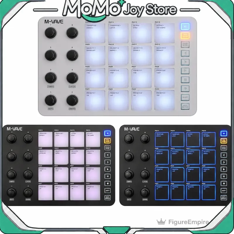 M-Vave Rgb Midi Pad Controller, Portable Beat Maker, Usb Powered, For Music Production And Dj Performance