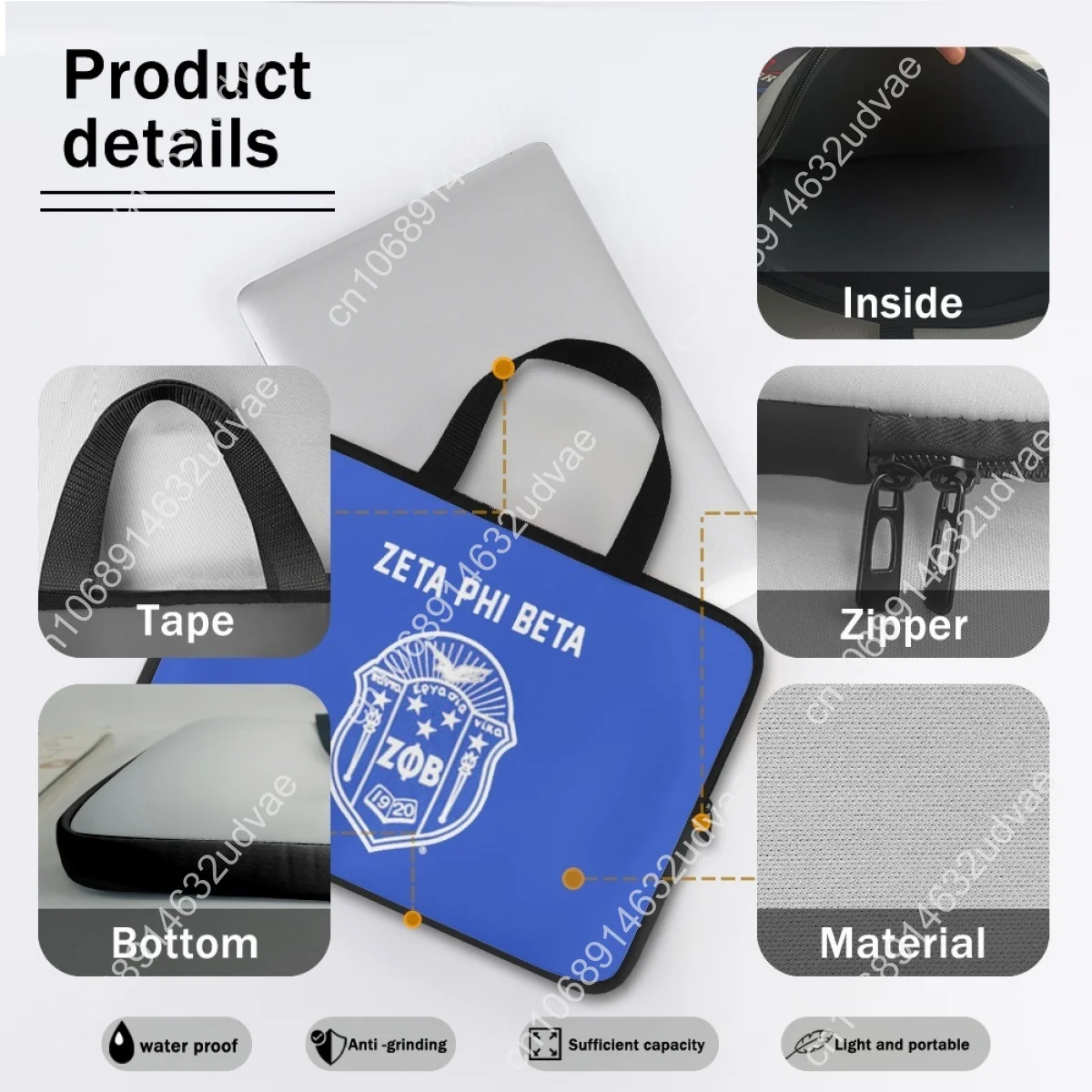 Zeta Phi Beta Sorority Print Lightweight Laptop Bag Fashion Handle Notebook Case for Adults Computer Accessories Handbags 2023 view 6