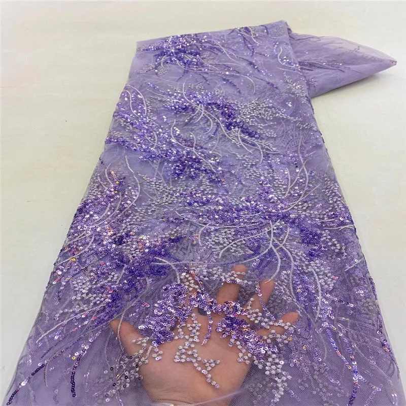 

Latest Design High Quality African Lace Fabric Bead Tube Sequined Wedding Dress Fabric, Children's Dress Lace Mesh Fabric