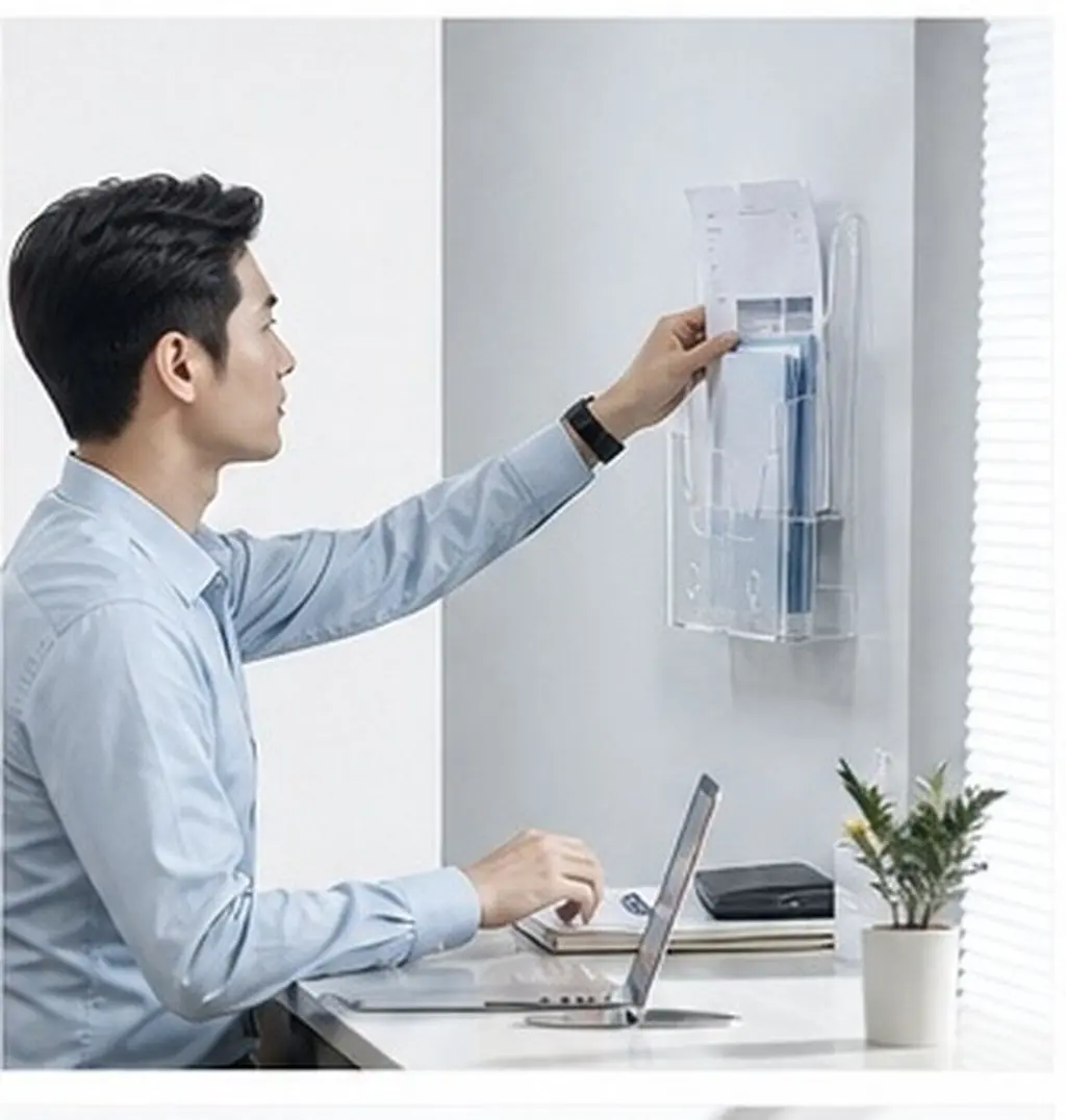 Clear Transparent Wall-Mounted File Holder Document Organizer Office Bookshelf Brochures Stand Magazine Holder File Folder