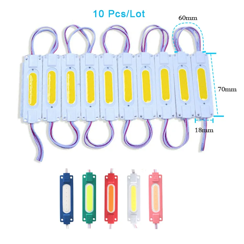 10Pcs Led Module 12V 3 Leds Super Heldere Reclame Lichtgevende Tekens Backlight String Licht IP65 Waterdicht Wit Rood blauw