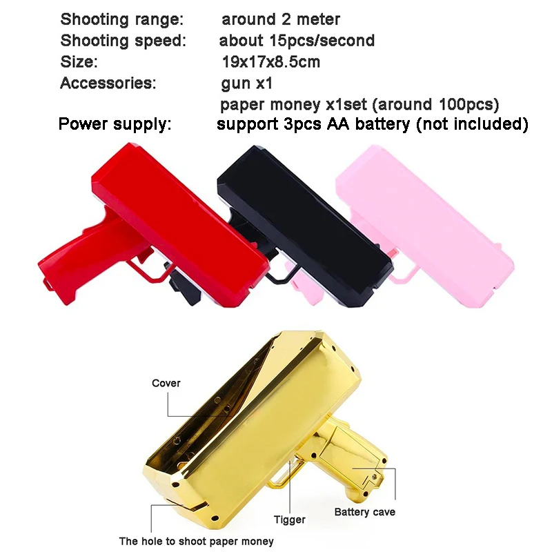 مضحك لعبة حفلة الأوراق النقدية تبادل لاطلاق النار مسدس تبادل لاطلاق النار المال لعبة ورقة المال الزفاف عيد ميلاد الديكور مطلق النار رمي لعب الاطفال