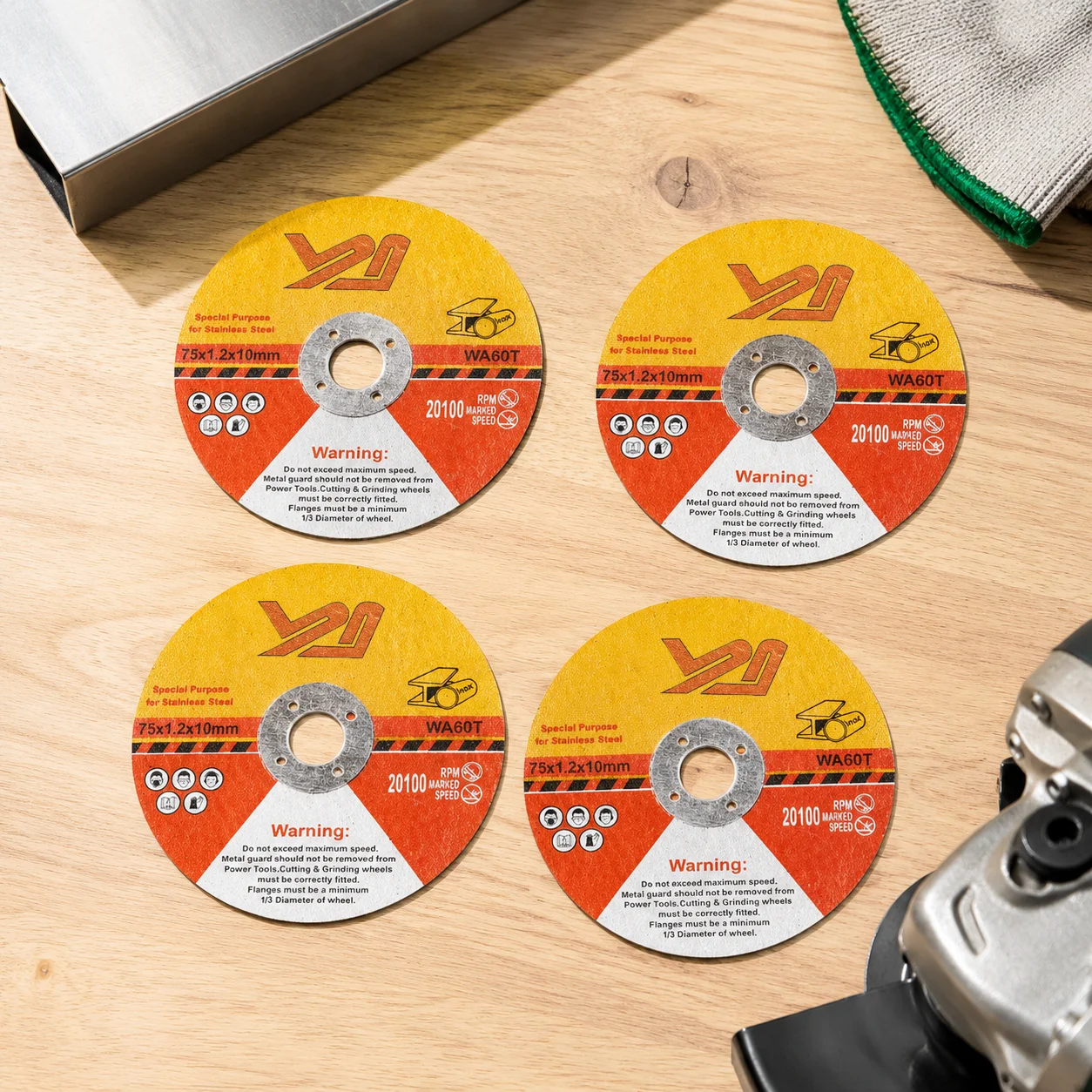 4PCS 75mm Cutting Disc,1.2mm Circular Saw Blade Grinding Wheel for Angle Grinder,Wood Steel Stone Metal Cutting Power Tool Parts - view 5