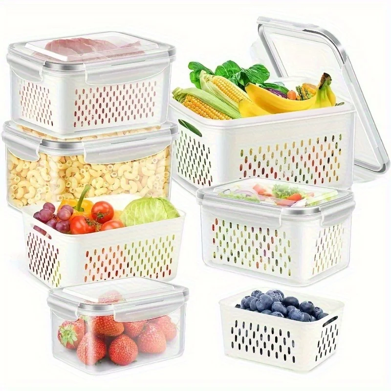 4pcs/Set Leak-Proof Food Storage Containers-Airtight, Stackable Meal Prep Boxes-Suitable for Fruits, Vegetables, Meat & Grains
