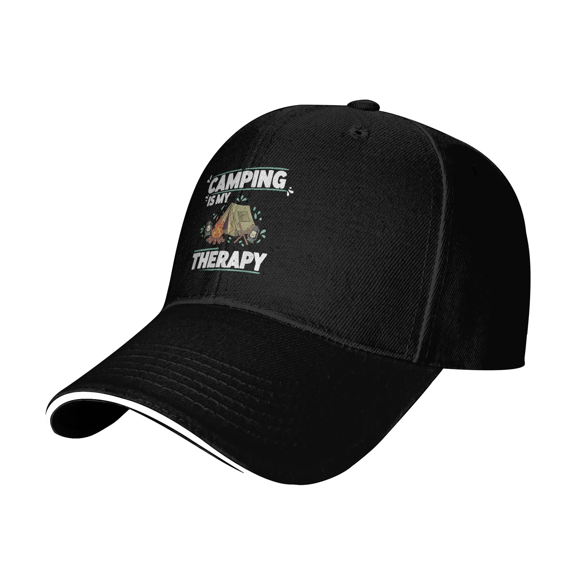 Camping is My Therapy Sun Baseball Cap  Spring y2k Funny Hip Hop Hats For Female Male Running Hippie Baseball Caps