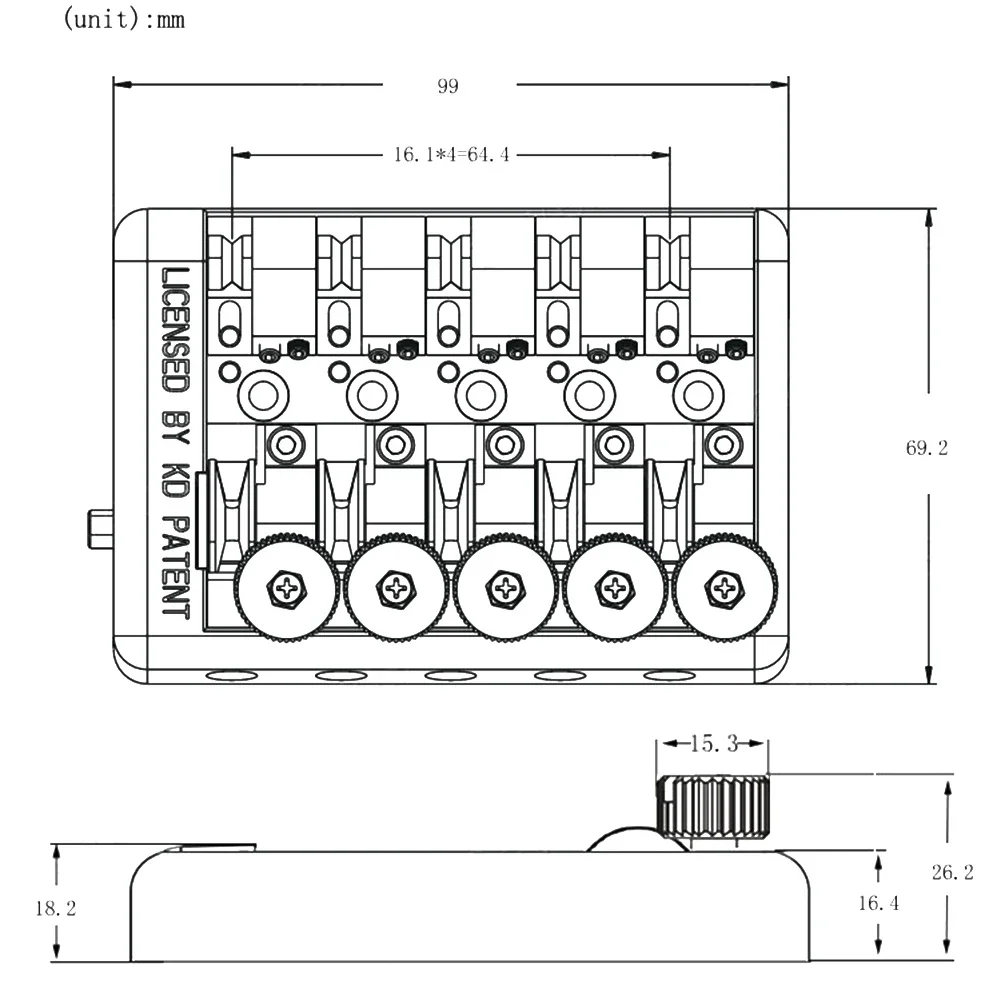 

Bridge Back Bridge 1pc 99*69.2mm Metal Construction Unique Tremolo Bridge System Headless Electric Bass Guitars