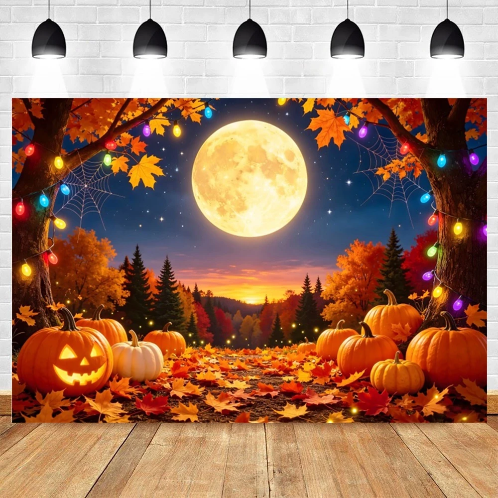 Autumn Photography Background Pumpkins Sunflowers Maple Leaf Kids Family Party Thankgiving Day Decor Photocall Backdrop Banner