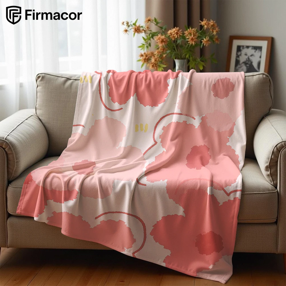 Blush Floral Cluster Ultra Soft Sherpa Fleece Blanket Fluffy Warm Halloween Cozy Throw for Sofa Couch Bedroom Gift All season