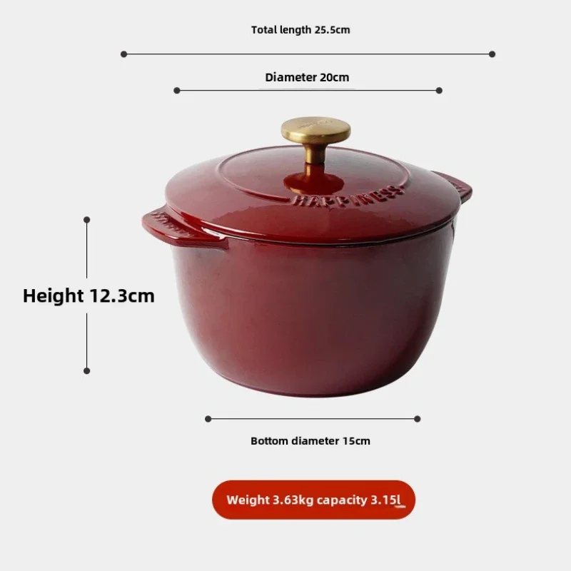 16cm - 20cm Household Cast Iron Crockpot, Multifunctional Pot for Soup Casserole, High Value Enameled Rice Kettle Cooker - Image 4