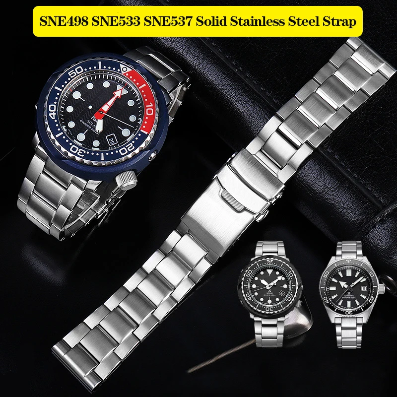 22mm Solid Stainless Steel Watchband For SEIKO SRPC63J1 SNE498 SNE533 Watch Strap With Tools SNE537 SNE518 Metal Band Bracelet