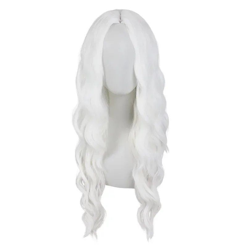 Onda de água sintética peruca branca halloween cosplay diário carnaval festa lolita cabelo natural sedoso longo ondulado perucas resistentes ao calor