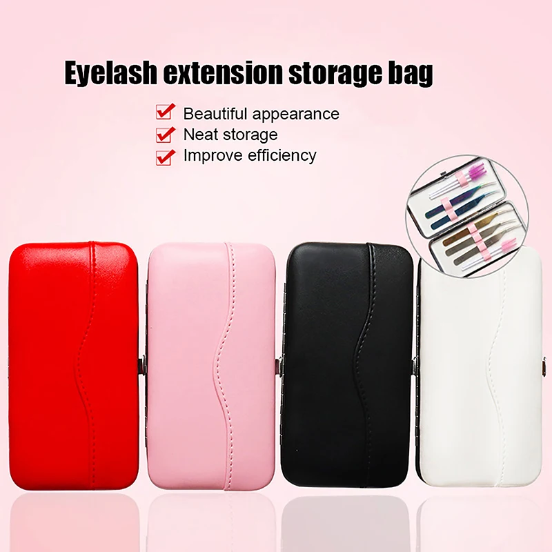 1PC Eyelash Tweezer Storage Box PU Leather Empty Lash Extension Supplies Tweezers Storage Box Portable Eyebrow Tweezers Cases