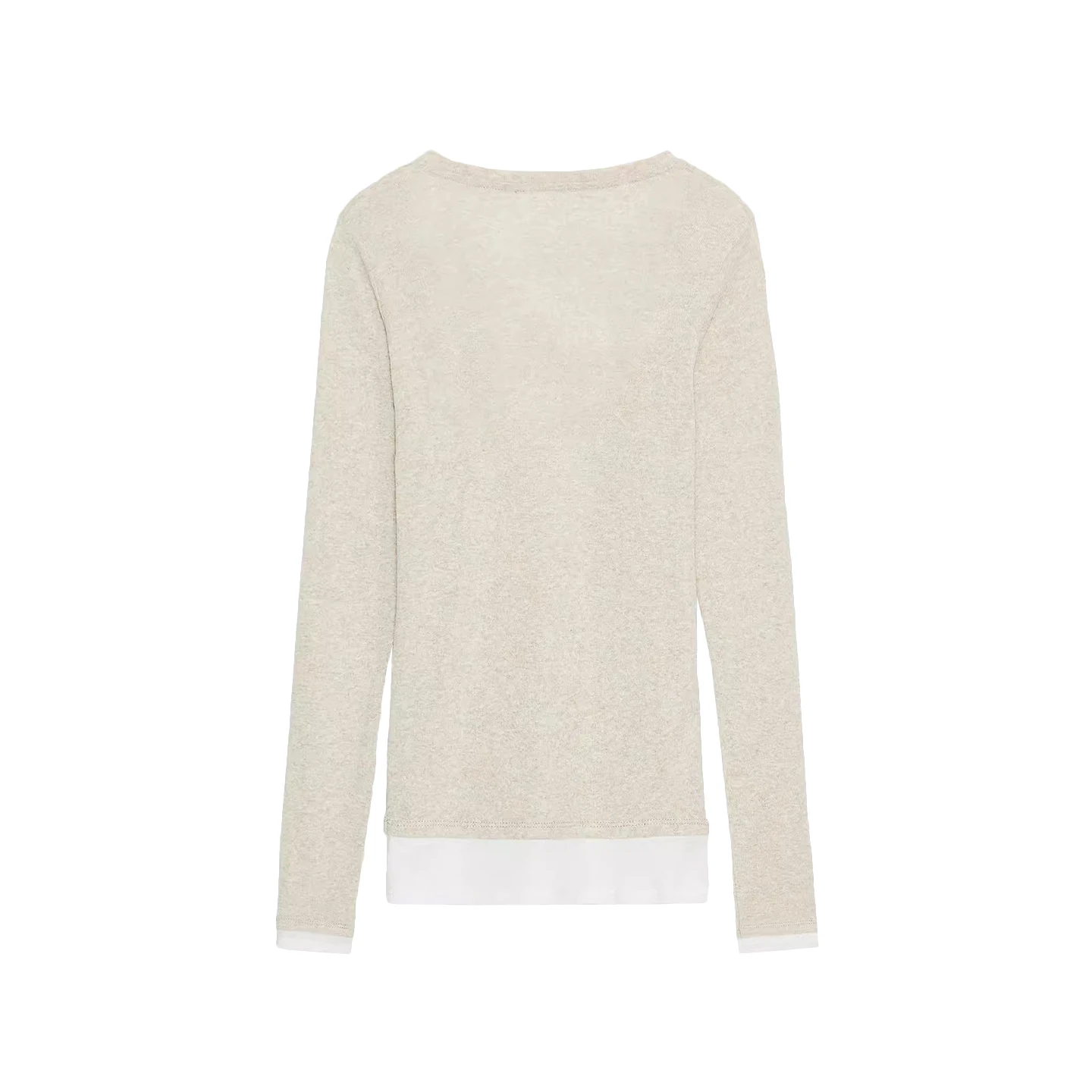 

Облегающая круглая футболка Ne Long Sve, однотонная женская футболка, осень 2023, Новое поступление, женская футболка Z Brand Faion