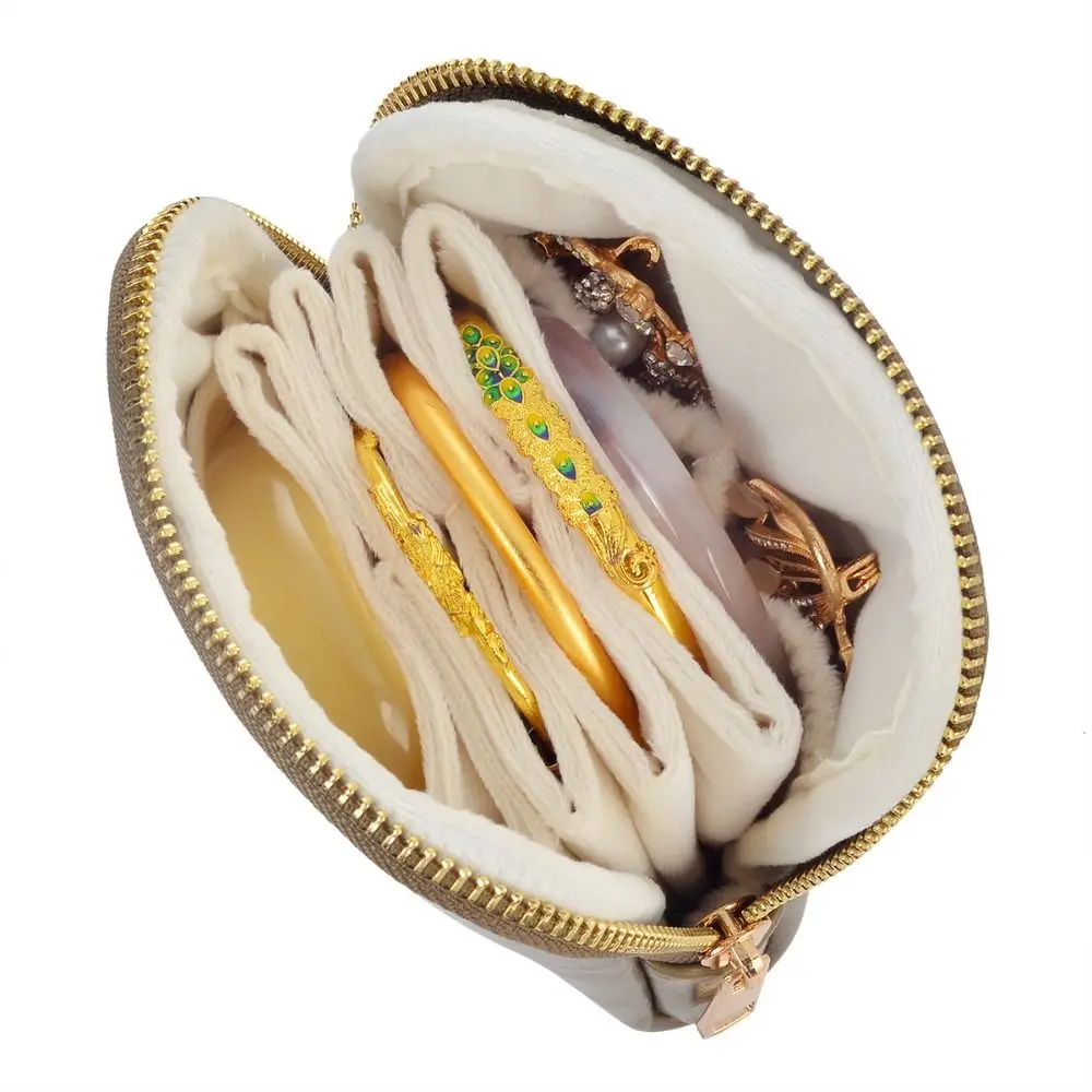 

Durable PU Jewelry Storage Bag Anti-Scratch Multi-Layered Bracelet Display Pouch Soft Velvet Lining Jewelry Organizer Gift