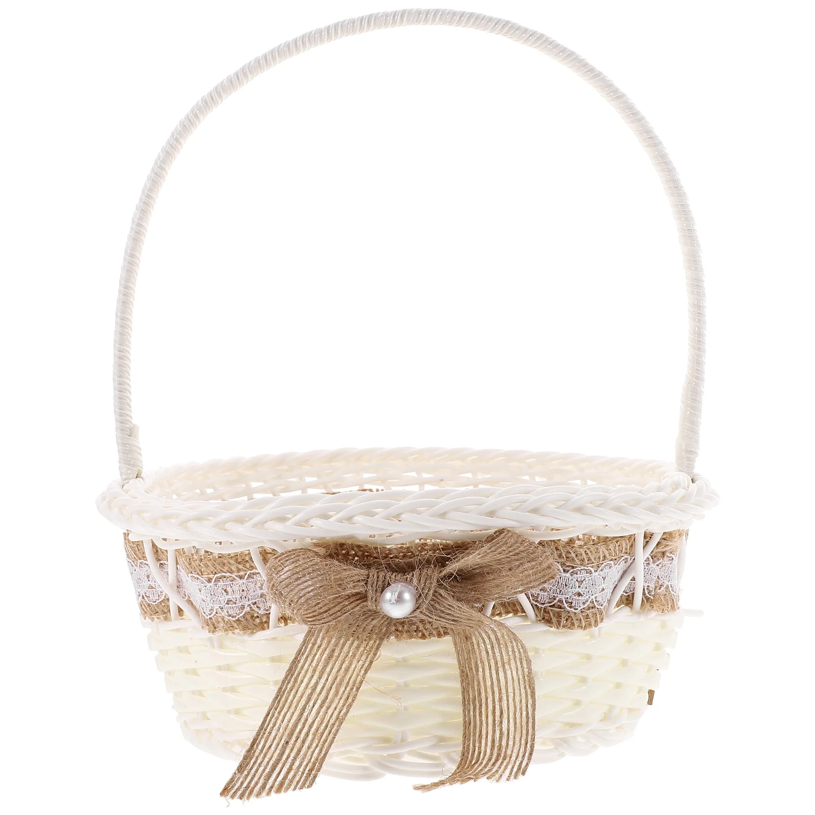 

Flower Girl Scattering Basket Petal Container Wedding Party Handle for Weddings Lace Indoor