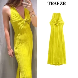 TRAF ZR Midi Dresses Women's Sundress Robes Vacation Women Outfits Women's Elegant Y2k Dress Summer 2024 Vintage Dresses