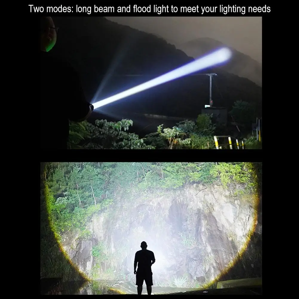 White Laser Flashlight With Power Display High Brightness Handheld Work Light Telescopic Zoom Outdoor Camping Night Fishing Ligh