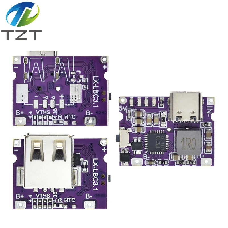 1/3 pces tipo-c usb 5v 3.1a conversor de impulso módulo de potência step-up ip5310 acessórios de banco de potência móvel com interruptor indicador led