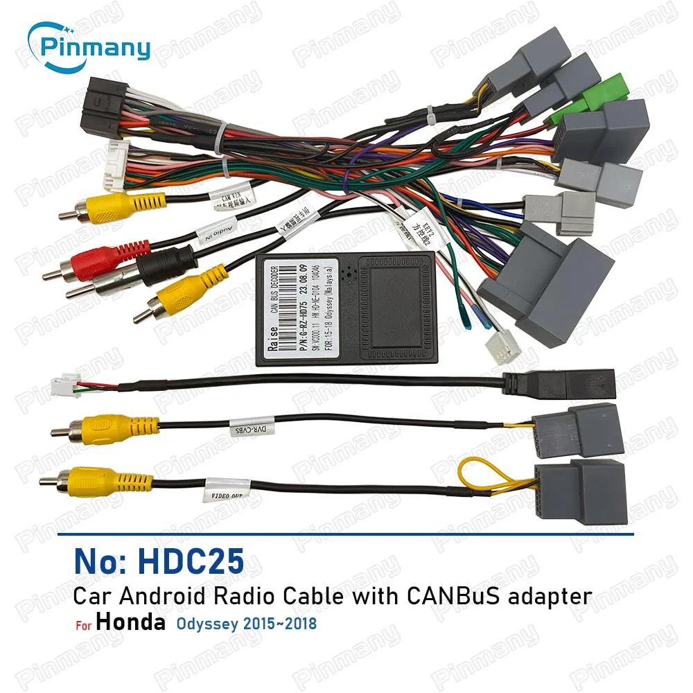 

Автомобильный стерео радиокабель, разъем Android, головное устройство, жгут проводов питания, адаптер, декодер CAN-шины HDC25 для Honda Odyssey