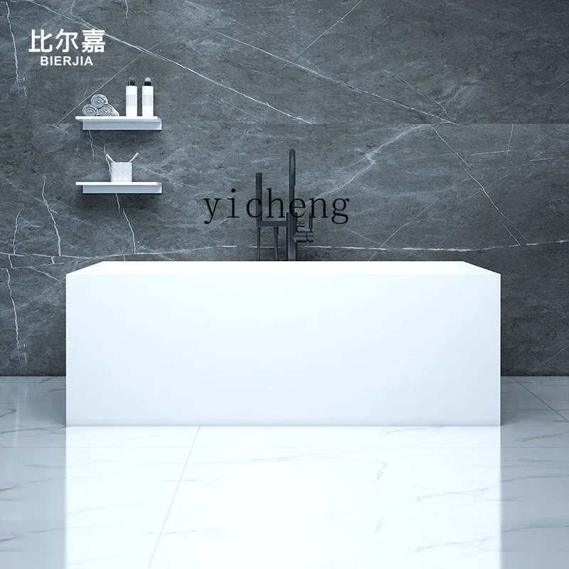 

freestanding bathtub rectangular double integrated bathtub artificial stone household bathtub
