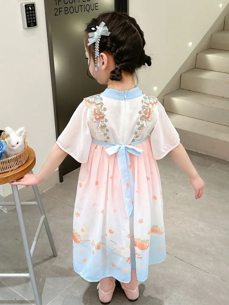 Hanfu-vestido de verano para niñas, ropa de rendimiento súper inmortal, Color fino, novedad