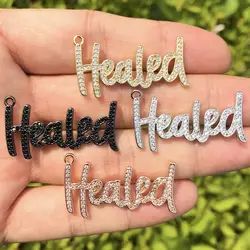 5 Pcs Metal Healed Charms Cubic Zirconia Pave Bracelet Pendant For Woman Necklace Bangle Jewelry Making