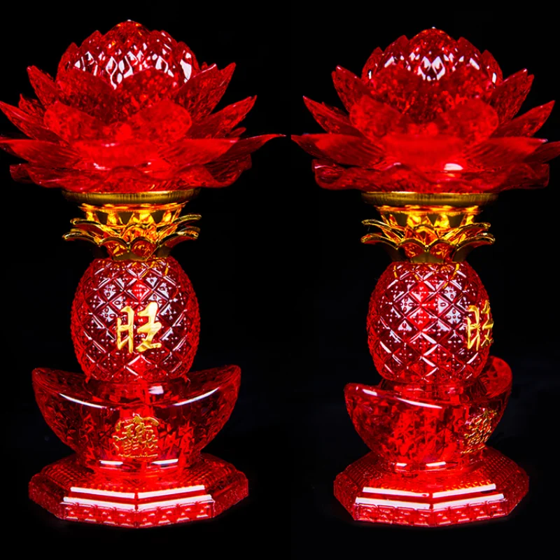 

2PCS Plastic Wealth Treasure Candlestick Simulated Candle Holder Feng Shui Ornaments Pray for Auspiciousness Temple Decor