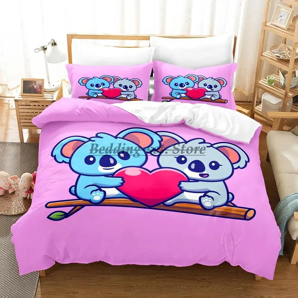 

Kawaii koala Bedding Set Single Twin Full Queen King Size Bed Set Aldult Kid Bedroom Duvetcover Sets Print Anime Bed Sheet Set