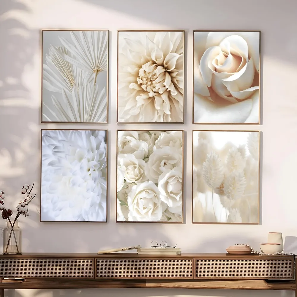 Pretty White Dahlia Rose Poster Paper Print Home Living Room Bedroom Entrance Bar Restaurant Cafe Art Painting Decoration