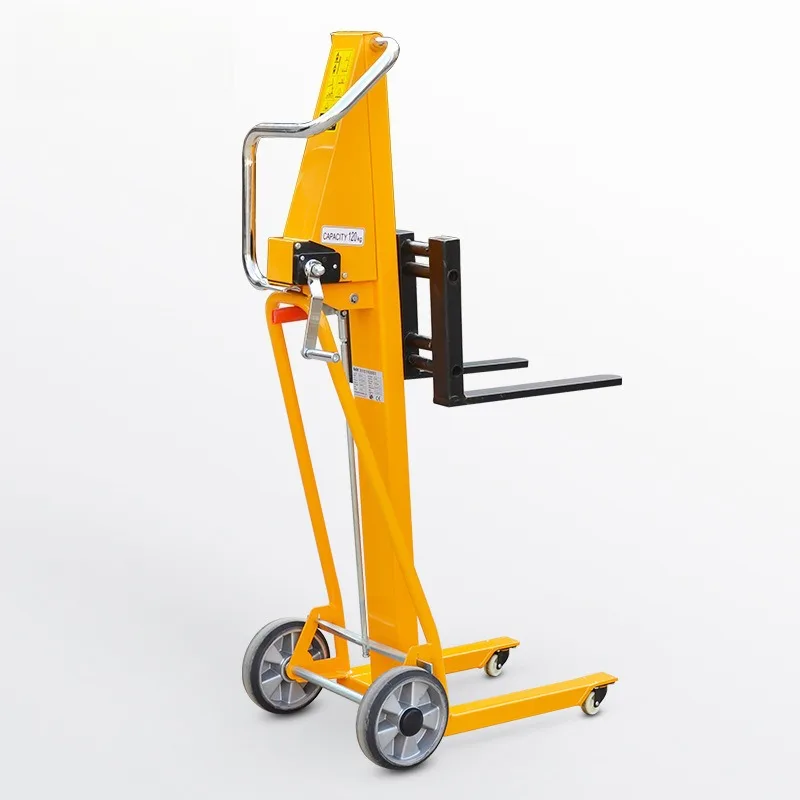 Portable Mini Hand Operated Stacker Light Manual Forklift Durable Lifting Platform Warehouse Loading Unloading Transport Vehicle