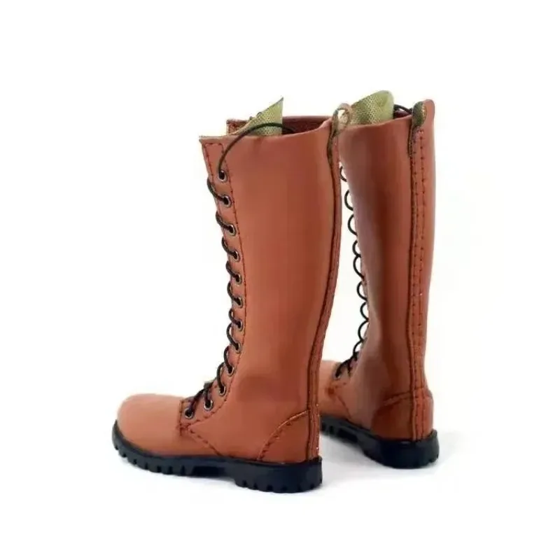 1/6 مقياس الذكور القهوة السوداء الصلبة منتصف عالية الأحذية الأحذية الجلدية أحذية قتالية لشخصيات عمل الجندي 12 بوصة انفصال #4