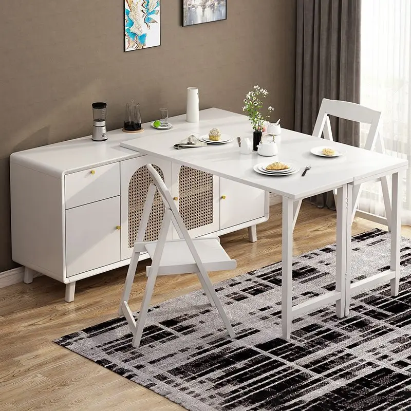 

Solid wood folding dining table, dining side cabinet, integrated island table, bar table, small apartment household wall locker,