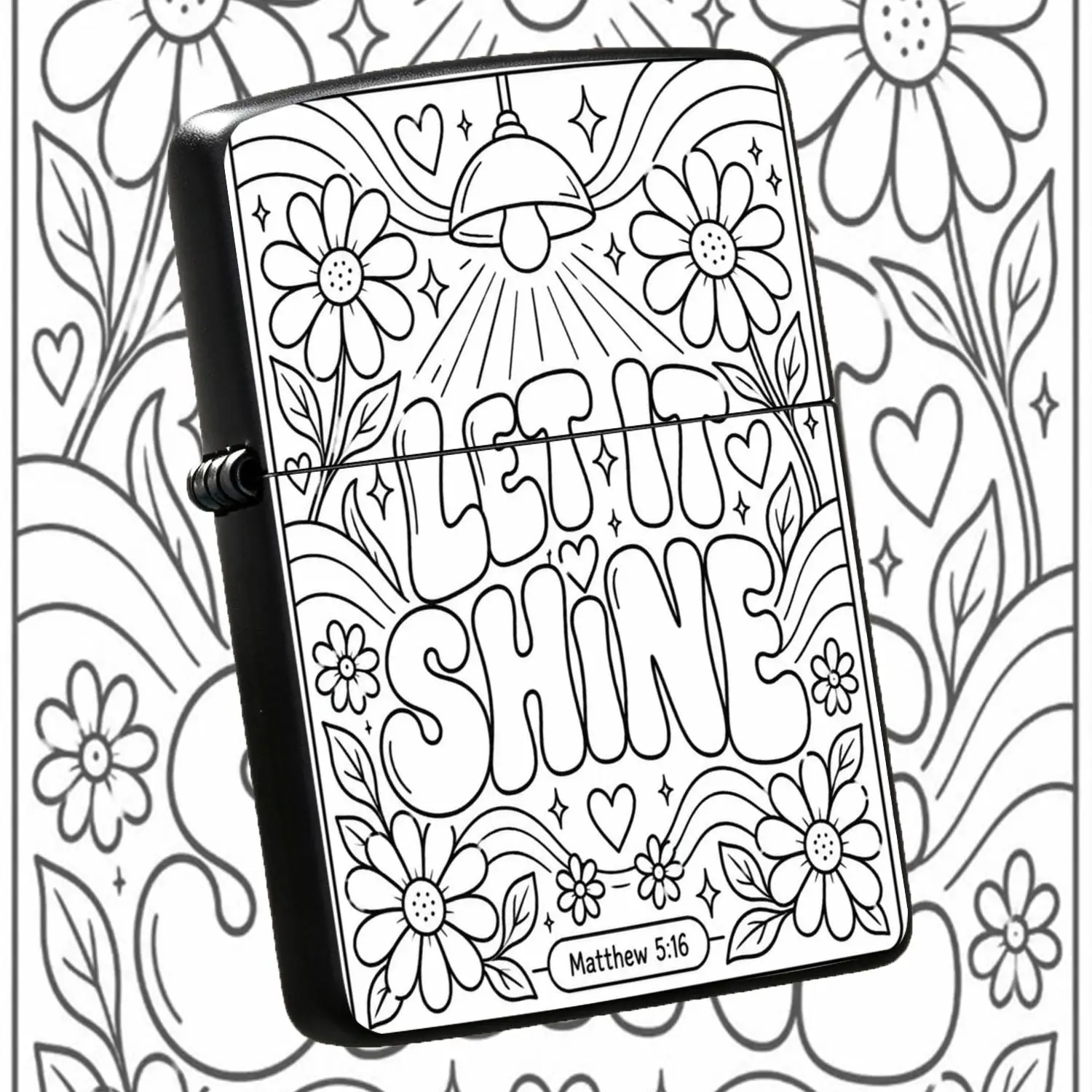 Retro Inspirational Let It Shine Christian Theme Lighter Matthew 5:16 Floral Heart Sparkle Decor Portable Practical Lighter For Daily Use Gifting Multi Occasion Stylish Delicate Accessory A Humorous And Interesting Lighter