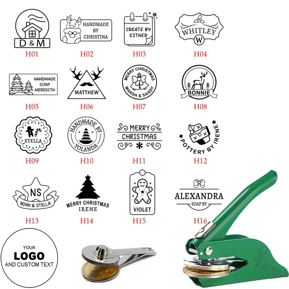 

Personalized Logo Custom Text Embossing Seal Merry Christmas Theme Customized Embosser for Diy Party Invitation Envelope Decor