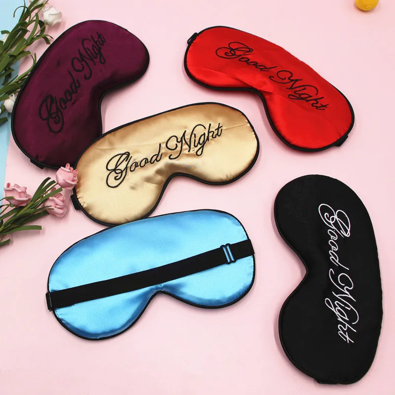 Embroidered Silk Sleep Mask Silk Eye Mask Soft Blackout Blindfold With Adjustable Strap Sleeping Eye Cover Mask For Travel