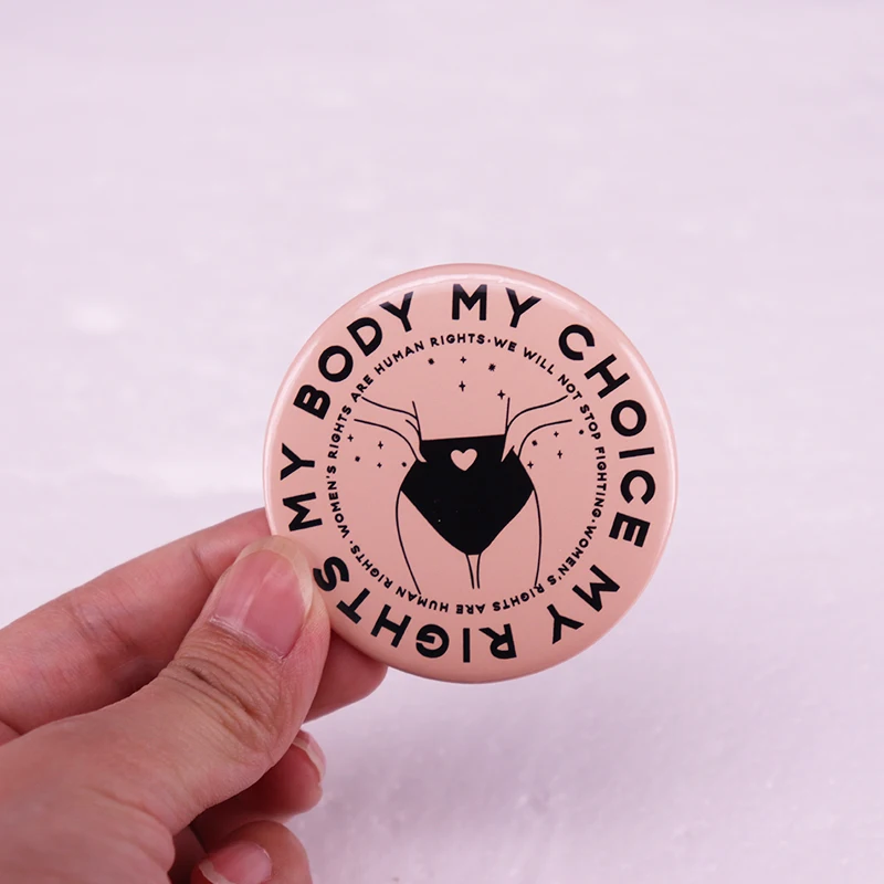برو اختيار المجوهرات النسوية جسدي خياري حقوقي زر رو الخامس واد دبابيس الاحتجاج يحظر أجسامنا شارات صفيح
