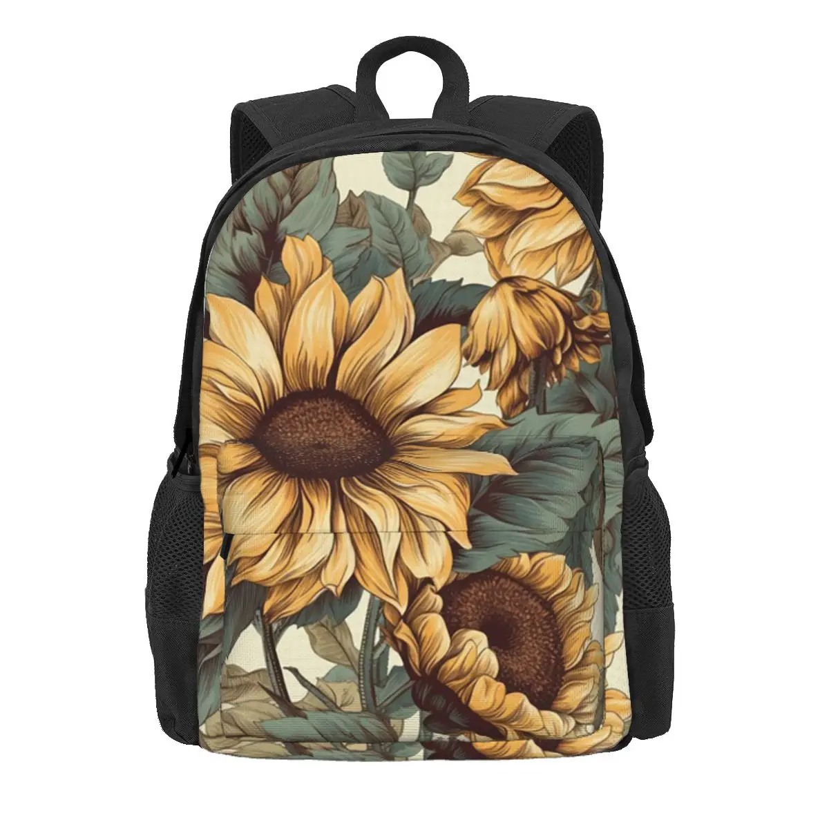

Golden Sunflower Cluster Vintage Botanical Drawing Backpack Daypack Boys Girls BookBag School Bag Shoulder Bags for Men Women