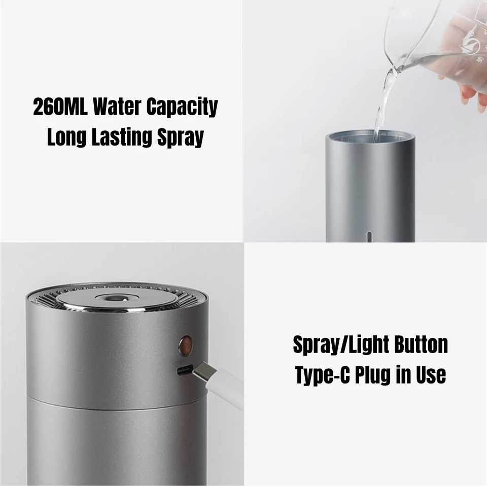 Usb Auto Luchtbevochtiger Met Kleurrijke Licht Auto Aan Boord Start-Stop Zware Mist Mini Aromatherapie Diffuser Geur Humidificador